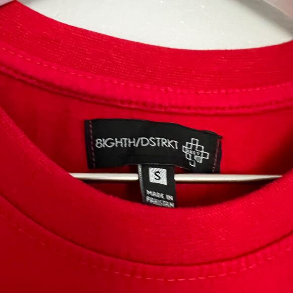 8IGHTH DSTRKT SBM Red Double Jersey Tee Textured Dog Print Small - Picture 6 of 7